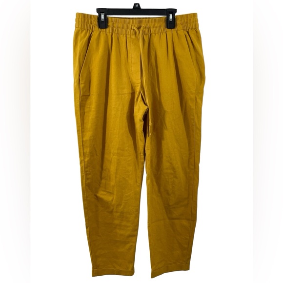 J. Crew Women’s Linen/Cotton Drawstring Pants Size 8 Mustard Yellow Cuffed leg - Picture 4 of 9